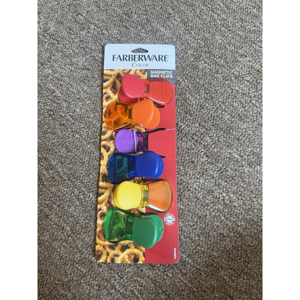 Faberware Magnetic Bag Clips New Set Of 6 Colorful Plastic Clips
